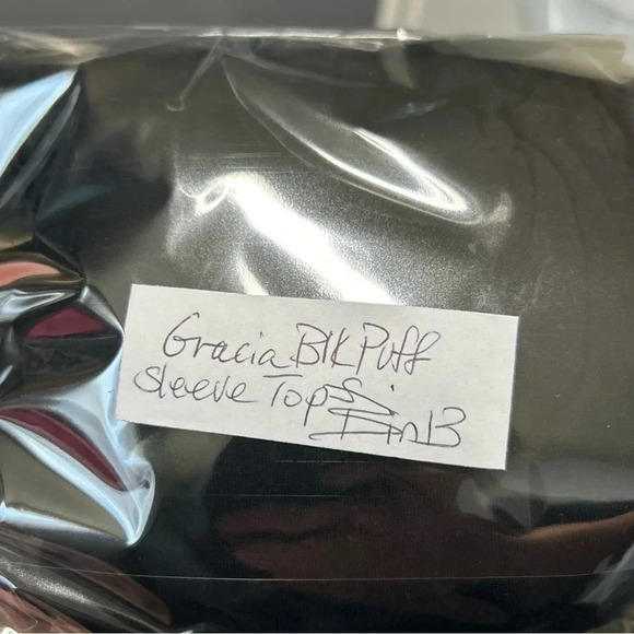 Women's Small Black Top Y2K Puff Sleeve Smocked Waist Buttons Crochet Whimsigoth - Picture 14 of 14